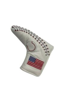 White Leather Baseball Putter Cover Side